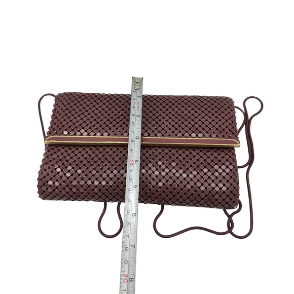 Vintage Beautiful Burgundy Metal Mesh Evening Clutch | Hand Bag - Picture 8 of 9
